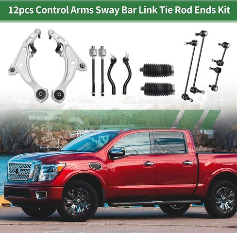 X Autohaux 12pcs التعليق الأمامي مجموعة أدوات التعليق السفلي ذراع الداخلية من قضيب الربط الخارجي الداخلي رابط الترجيع الخلفي الأمامي مع أحذية لـ Nissan Maxima 2009-2014 No.es800357/ES800358/K750282/K750283 in Saudi Arabia