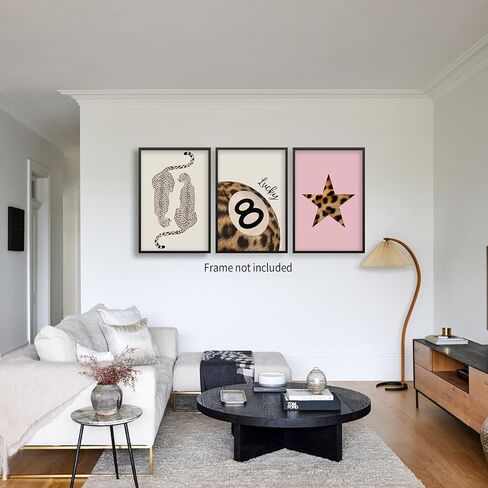 Animal Cheetah Canvas Art Art Lucky 8 Pool Ball Posters Modern Cool Leopard مجموعة من 3 مطبوعات لـ Boho غرفة المعيشة ديكور 12x16 بوصة دون إطارها in Saudi Arabia