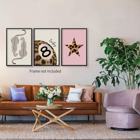 Animal Cheetah Canvas Art Art Lucky 8 Pool Ball Posters Modern Cool Leopard مجموعة من 3 مطبوعات لـ Boho غرفة المعيشة ديكور 12x16 بوصة دون إطارها in Saudi Arabia