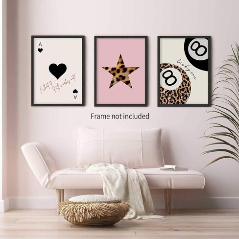 Animal Cheetah Canvas Art Art Lucky 8 Pool Ball Posters Modern Cool Leopard مجموعة من 3 مطبوعات لـ Boho غرفة المعيشة ديكور 12x16 بوصة دون إطارها in Saudi Arabia