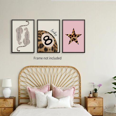 Animal Cheetah Canvas Art Art Lucky 8 Pool Ball Posters Modern Cool Leopard مجموعة من 3 مطبوعات لـ Boho غرفة المعيشة ديكور 12x16 بوصة دون إطارها in Saudi Arabia