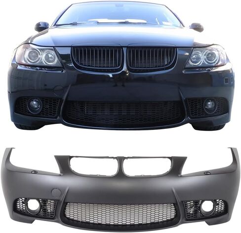 Front Bumper Cover Compatible With 2006-2008 BMW E90 E91, 3-Series Sedan M3 Style Front Bumper Conversion Guard Fog Cover PP by IKON MOTORSPORTS, 2007 in Saudi Arabia