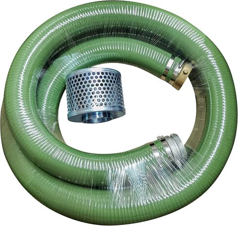 2" inch x 20' ft FirmHose Cold Proof Green Suction Hose, Hose Clamp, Strainer (NPT) in Saudi Arabia