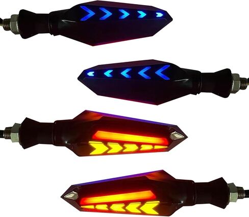 4-Pack LED Motorcycle Turn Signals, Universal Arrow Flowing Blinkers with Daytime Running Lights, Double-Sided Flowing Turn Indicators, Cool Modified Accessories for Motorcycles Bikes (Red) in Kuwait