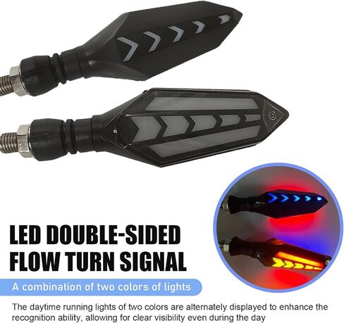 4-Pack LED Motorcycle Turn Signals, Universal Arrow Flowing Blinkers with Daytime Running Lights, Double-Sided Flowing Turn Indicators, Cool Modified Accessories for Motorcycles Bikes (Red) in Kuwait