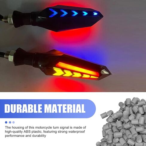 4-Pack LED Motorcycle Turn Signals, Universal Arrow Flowing Blinkers with Daytime Running Lights, Double-Sided Flowing Turn Indicators, Cool Modified Accessories for Motorcycles Bikes (Red) in Kuwait