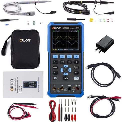 70MHz Bandwidth 2+1CH Handheld OWON Oscilloscope 3 in 1 Functions with 4 1/2 Multimeter 25MHz Arbritary Waveform Generator (2+1 CH/HDS272S) in Saudi Arabia