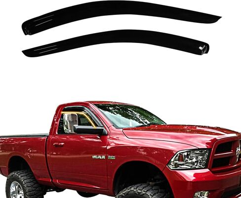 Tape On Window Visor Deflectors Compatible with 2002-2009 Dodge Ram Regular Cab, Acrylic Slim Style Smoke Tinted Window Rain Guards, Sun Wind Side Vent Visor Set, 2 Pieces in Kuwait