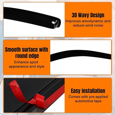 Tape On Window Visor Deflectors Compatible with 2002-2009 Dodge Ram Regular Cab, Acrylic Slim Style Smoke Tinted Window Rain Guards, Sun Wind Side Vent Visor Set, 2 Pieces in Kuwait