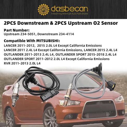 Dasbecan 2PCS Aptream و Oxygen O2 Sensor متوافق مع Mitsubishi Lancer 2011-2015 Outlander 2011-2013 Outlander Sport 2011-2018 2.0L 2.4L L4 استبدال 234-5051 234-4114 in Saudi Arabia