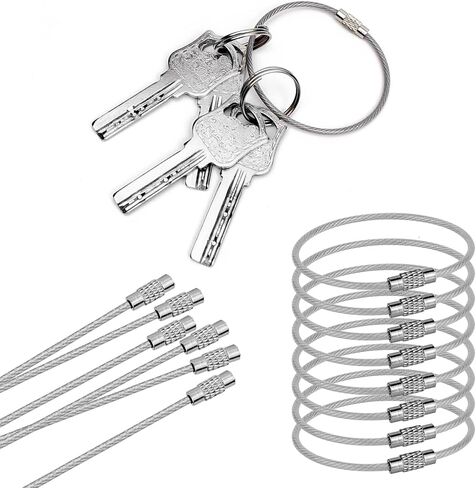 8 Pack 2mm, 6 inches Key Chain, Coated Wire Keychain Cable, Stainless for Luggage Tags, Kitchen Utensils in Kuwait