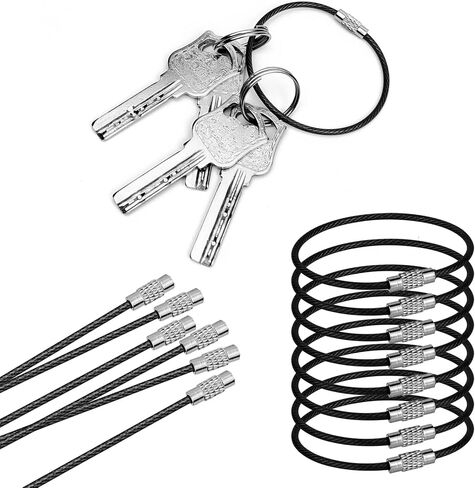 8 Pack 2mm, 6 inches Key Chain, Coated Wire Keychain Cable, Stainless for Luggage Tags, Kitchen Utensils in Kuwait