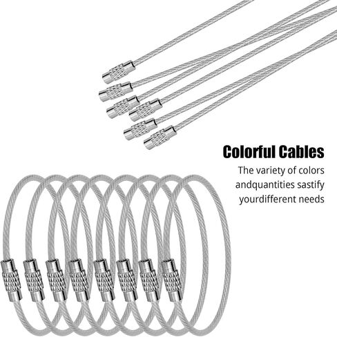 8 Pack 2mm, 6 inches Key Chain, Coated Wire Keychain Cable, Stainless for Luggage Tags, Kitchen Utensils in Kuwait