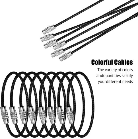8 Pack 2mm, 6 inches Key Chain, Coated Wire Keychain Cable, Stainless for Luggage Tags, Kitchen Utensils in Kuwait