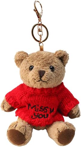 VICKYPOP Cute Teddy Bear Keychain, Soft Bear Keyring Backpack Accessories, Valentine Gift for Women Men in Saudi Arabia