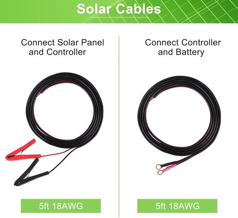 Solar Panel Kit 25W 12V Monocrystalline Battery Maintainer with10A Solar Charge Controller and Extension Cable with Battery Clips O-Ring Terminal for RV Trailer Boat Off Grid System in Saudi Arabia