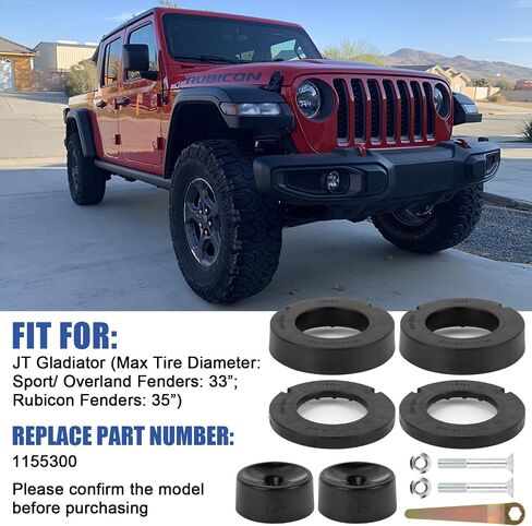 1155300 JT: 1.5" Performance Spacer Leveling Kit, PSLER 1.5 Inch Front Lift Kit Compatible with JT Gladiator No Shock Absorbers in Saudi Arabia