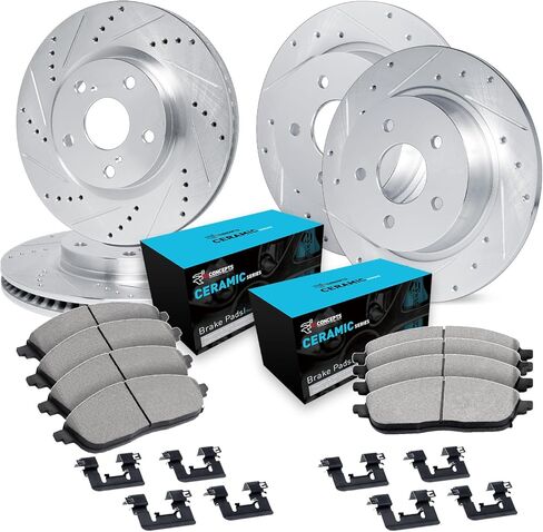 R1 Concepts Front and Rear Brakes and Rotors| Hardware Included| Front and Rear Ceramic Brake Pads and Rotors Kit| Fits 2010-2015 Lexus RX350 in Saudi Arabia