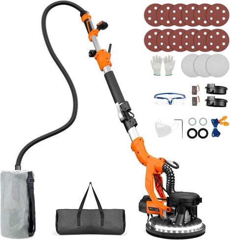 Electric Drywall Sander, 2200RPM Drywall Sander with Vacuum, 1000W Automatic Dust Collector with LED Light, Foldable Popcorn Ceiling Removal Tool with 6 Variable Speed &15Pcs Sanding Discs in Saudi Arabia
