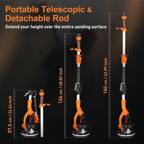 Electric Drywall Sander, 2200RPM Drywall Sander with Vacuum, 1000W Automatic Dust Collector with LED Light, Foldable Popcorn Ceiling Removal Tool with 6 Variable Speed &15Pcs Sanding Discs in Saudi Arabia