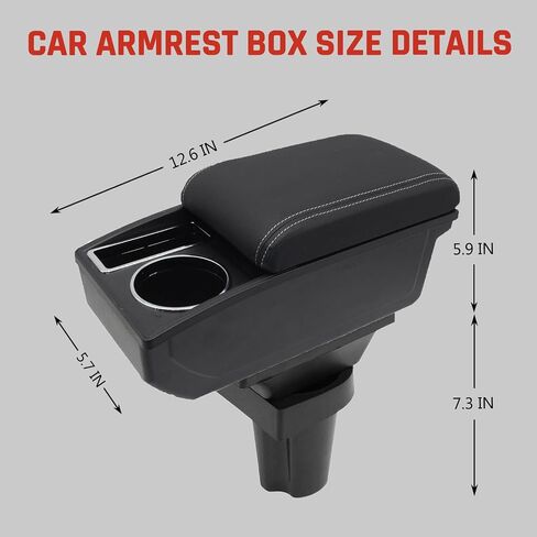 YJYWZH Car Armrest Box for Honda CR-Z CRZ CR Z Accessories Center Console Leather Arm Rest Double-Layer Storage Space with Cup Holder (Black Thread) in Saudi Arabia