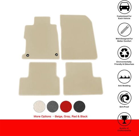 Floor Mats Compatible with 2012-2015 Honda Civic Coupe, 4 PCS Black Nylon Front Carpets Flooring Protection Interior by IKON MOTORSPORTS in Saudi Arabia