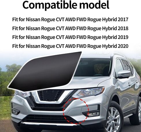 غطاء خطاف القطر الأمامي المهدف متوافق مع Rogue CVT AWD FWD Rogue Hybrid 2017 2018 2018 2020 REPLAC#622A0-6FL0H 622A0-6FV0A 622A06FL0H 622A06F0A Black in Kuwait