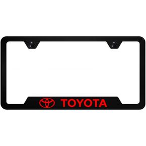 Au-TOMOTIVE GOLD, INC. Officially Licensed UV Red Print Logo on Black Polycarbonate Notched License Plate Frame for Toyota in Kuwait