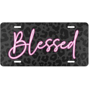 لوحة ترخيص أمامية مزخرفة مباركة للنساء ديكور سيارات Leopard Black Leopard Girly Tag Tag Animal Print Associory Gift for Mom أو Teens in Saudi Arabia