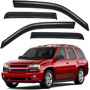 Lightronic Extra Durable Outside Mount Auto Vent Window Visor, Fits 2002-2009 Chevrolet Trailblazer, UV Protection Rain Guard, Original Wind Deflector, No-Drill Easy Install, Dark Smoke, 4-Pcs in Saudi Arabia