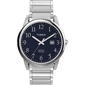 Timex Men's Easy Reader 40mm Watch - Silver-Tone Expansion Band Blue Dial Silver-Tone Case in Saudi Arabia