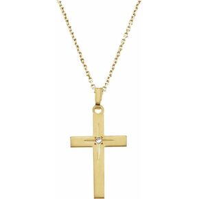.01 Cttw Diamond Cross Crucifix Charm Pendant Chain Necklace (22mm x 14mm) in Saudi Arabia