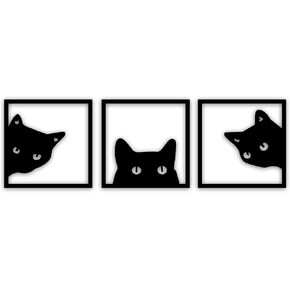 GM Grow 3-Piece Black Cat Art - Wooden Cat Silhouette Decor for Living Room, Bedroom, Office | Cat Lover Gift, Cute & Minimalist Wall Decor in Saudi Arabia