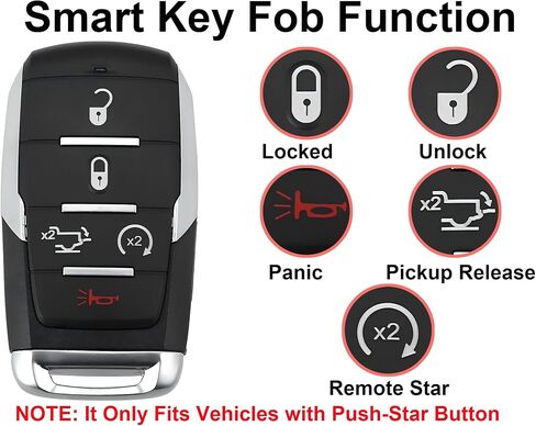 المفتاح الذكي لـ Dodge RAM 1500 2019-2020 Yikebalog 5 القرب القرب مفتاح التحكم عن بُعد FOB FOB FOR DODGE RAM 1500 2019-2020 OHT-4882056 in Saudi Arabia