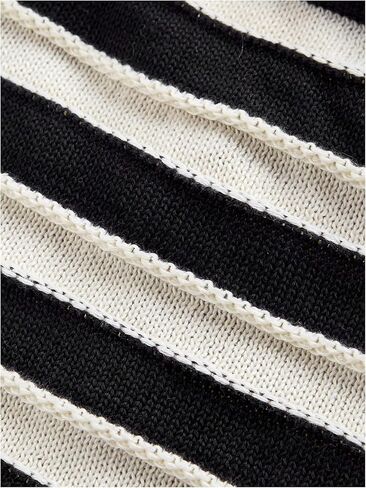 MakeMeChic Women's Striped Tube Top Strapless Button Split Hem Sweater Bandeau Crop Tops in Kuwait