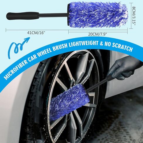 4 Pack Car Wheel Brush Kit - Soft, Scratch-Free Microfiber & Synthetic Wool Cleaning Brushes for Tires, Rims, Fenders, Engine, Exhaust Tips in Saudi Arabia