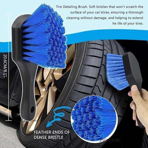 4 Pack Car Wheel Brush Kit - Soft, Scratch-Free Microfiber & Synthetic Wool Cleaning Brushes for Tires, Rims, Fenders, Engine, Exhaust Tips in Saudi Arabia