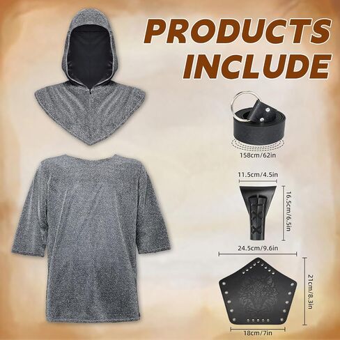 Renaissance Chain Mail Armor Tunic Shirt Medieval Knight Costume Set in Saudi Arabia