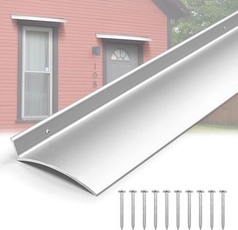 Silvery Door Rain Drip Guard Anodized Aluminum Door Rain Deflector for Door and Window Easy to Install Door Drip Cap Rain Diverter Over Door- 2Pcs 40Inch in Kuwait