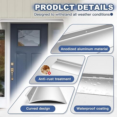 Silvery Door Rain Drip Guard Anodized Aluminum Door Rain Deflector for Door and Window Easy to Install Door Drip Cap Rain Diverter Over Door- 2Pcs 40Inch in Kuwait