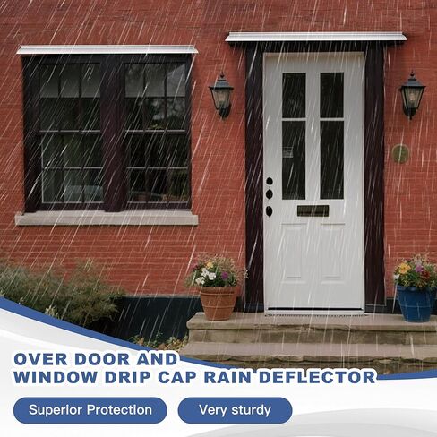 Silvery Door Rain Drip Guard Anodized Aluminum Door Rain Deflector for Door and Window Easy to Install Door Drip Cap Rain Diverter Over Door- 2Pcs 40Inch in Kuwait