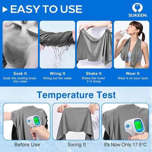Sukeen Cooling Towel,Instant Evaporative Cooling for Sports,Yoga,Golf,Gym,Neck,Workout and More(40"x 12") in Saudi Arabia