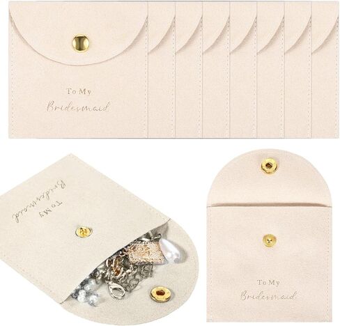 8-Pack Jewelry Bags Bridesmaid Gifts For Wedding Day,Bulk Bridesmaid Gifts Bags Velvet Jewelry Pouches With Gold-Stamped Button,Necklace Bracelet Earring Packaging Bridal Party Favors in Kuwait