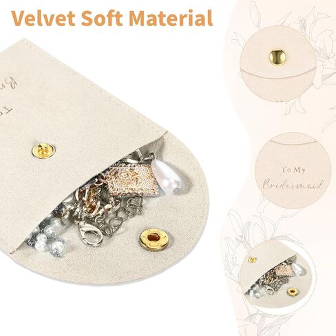 8-Pack Jewelry Bags Bridesmaid Gifts For Wedding Day,Bulk Bridesmaid Gifts Bags Velvet Jewelry Pouches With Gold-Stamped Button,Necklace Bracelet Earring Packaging Bridal Party Favors in Kuwait