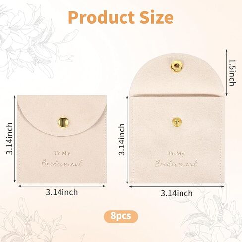 8-Pack Jewelry Bags Bridesmaid Gifts For Wedding Day,Bulk Bridesmaid Gifts Bags Velvet Jewelry Pouches With Gold-Stamped Button,Necklace Bracelet Earring Packaging Bridal Party Favors in Kuwait