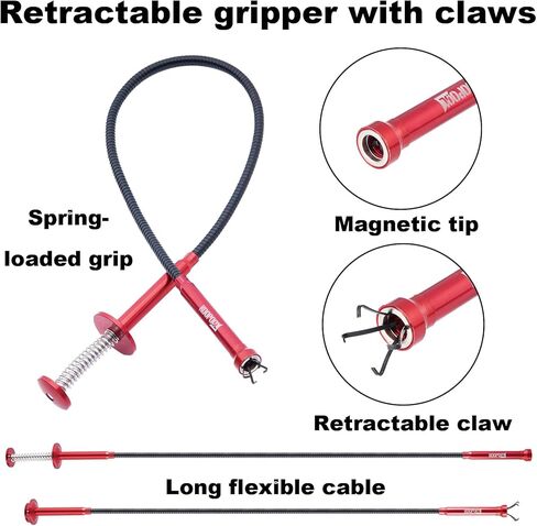هدايا عيد الحب له، مجموعة مرايا فحص تصغير 5 قطع مع أداة التقاط مغناطيسية، مرايا مضاءة LED للميكانيكا، فحص المركبات، الرموش، مراقبة الأجزاء الصغيرة، حقيبة حمراء in Kuwait