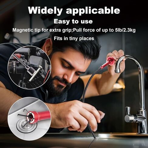 هدايا عيد الحب له، مجموعة مرايا فحص تصغير 5 قطع مع أداة التقاط مغناطيسية، مرايا مضاءة LED للميكانيكا، فحص المركبات، الرموش، مراقبة الأجزاء الصغيرة، حقيبة حمراء in Kuwait