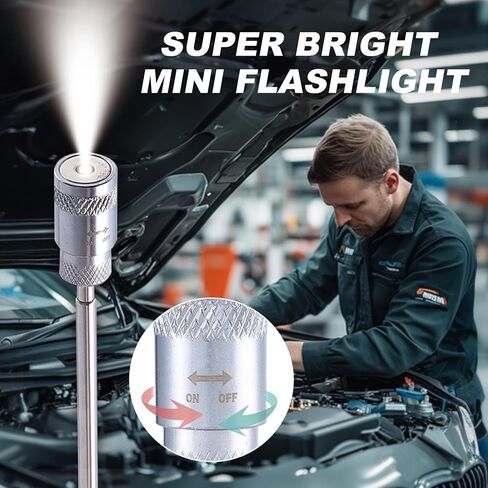 هدايا عيد الحب له، مجموعة مرايا فحص تصغير 5 قطع مع أداة التقاط مغناطيسية، مرايا مضاءة LED للميكانيكا، فحص المركبات، الرموش، مراقبة الأجزاء الصغيرة، حقيبة حمراء in Kuwait