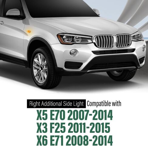 Grand Orange LED Side Marker Light Light Light Light Side Lens Clear Clear Clear متوافق مع BMW X5 E70 2007-2014 ، FIT X3 F25 2011-2015 ، FIT X6 E71 2008-2014 63137171008 in Kuwait
