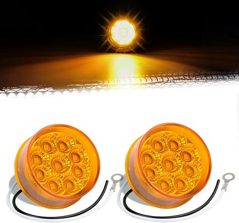 2 PCS 2 بوصة جولة Red 9led Marker Marker Lights مع عاكسات لمقطورة Truck RV مقاومة للماء 12V مع 2 pigtain (حزمة 2) 2) in Kuwait